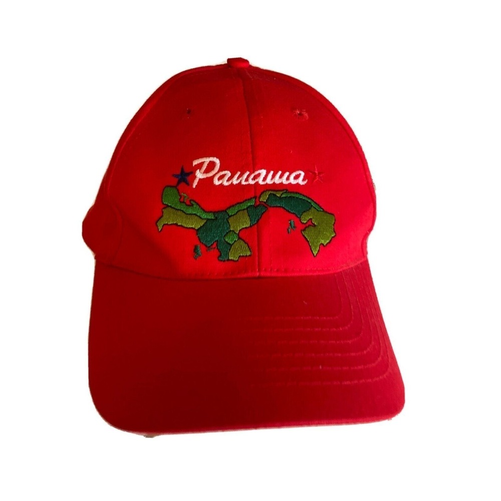 Panama Souvenir Baseball Cap Red Embroidered Map Adjustable Hat Unisex Adult